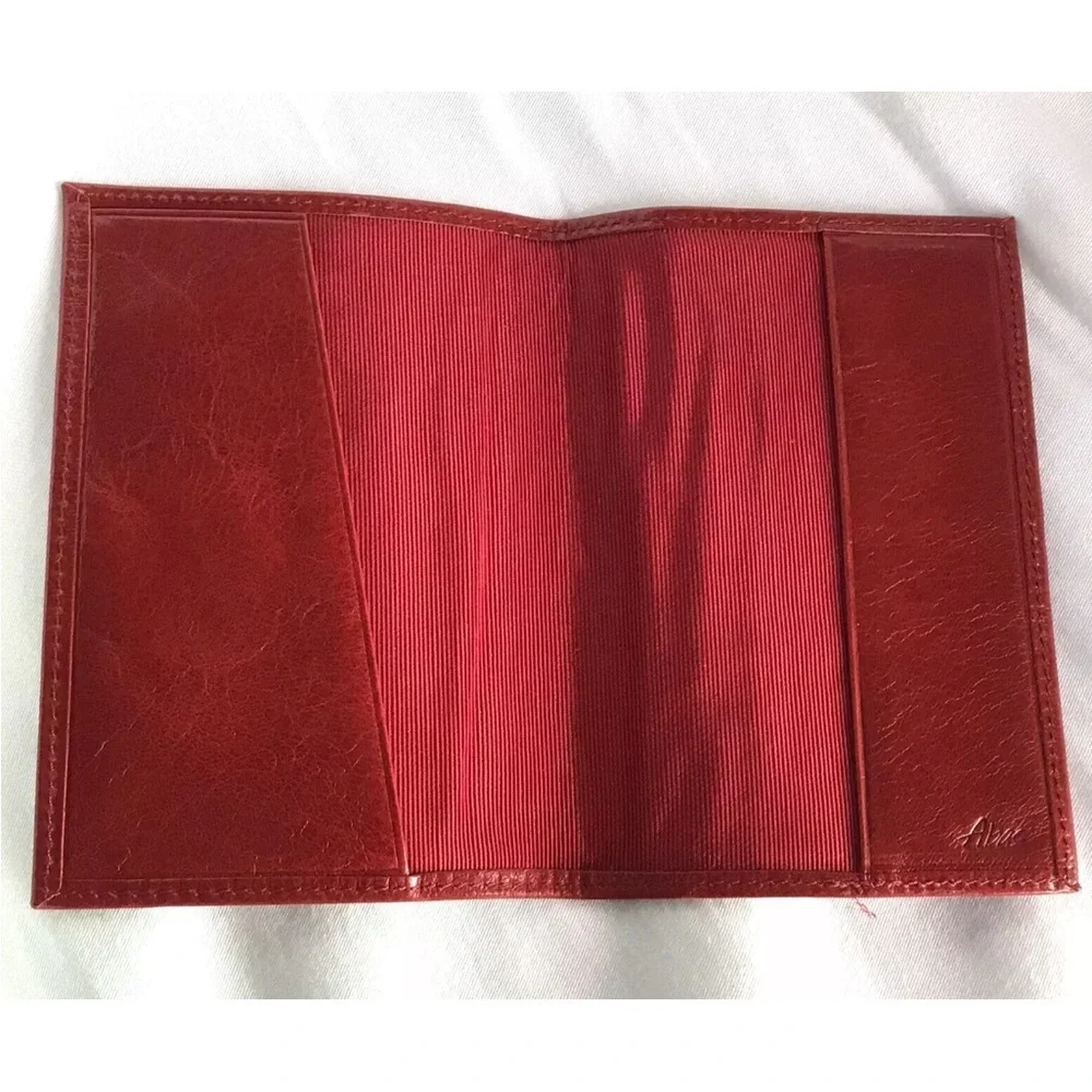 Abas Leather Passport ID Holder Wallet Lined Bifold Made In USA